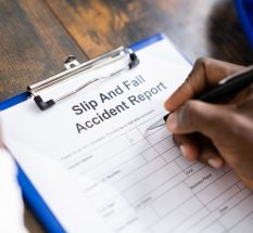 Man Filling Slip And Fall Accident Report Form